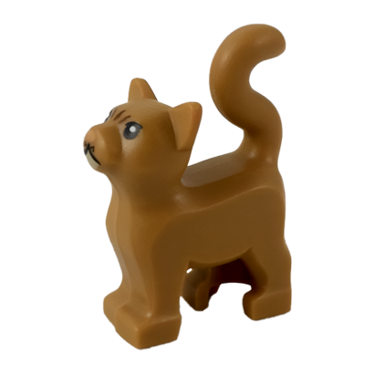 Фігурка Lego Земля Cat Standing with Black Eyes Tan Chin Reddish Brown Stripes on Forehead and Nougat Nose Pattern Animals 13786pb04 Medium Nougat Б/У - Retromagaz