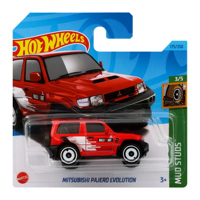 Машинка Базова Hot Wheels Mitsubishi Pajero Evolution Mud Studs 1:64 HKG47 Red - Retromagaz