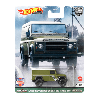 Машинка Premium Hot Wheels Land Rover Defender 110 Hard Top British Horsepower 1:64 GRJ63 Green - Retromagaz