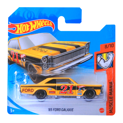 Машинка Базовая Hot Wheels '65 Ford Galaxie Treasure Hunts Muscle Mania 1:64 GTC98 Yellow - Retromagaz