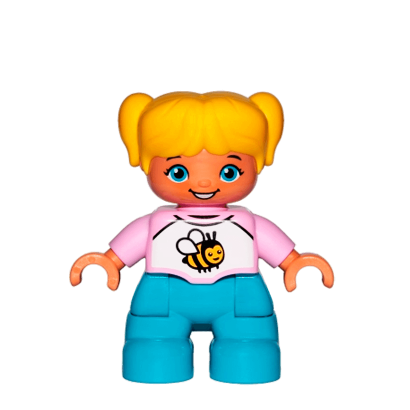 Фігурка Lego Girl Dark Azure Legs White and Bright Pink Top Duplo 47205pb059 Б/У - Retromagaz