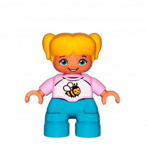 Фігурка Lego Girl Dark Azure Legs White and Bright Pink Top Duplo 47205pb059 Б/У - Retromagaz