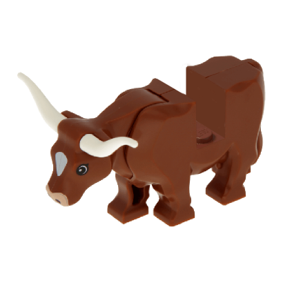 Фігурка Lego Земля Cow with Pink Muzzle and White Spot on Head Pattern Animals 64452pb01c02 Reddish Brown Б/У - Retromagaz