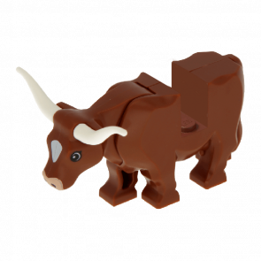 Фигурка Lego Земля Cow with Pink Muzzle and White Spot on Head Pattern Animals 64452pb01c02 Reddish Brown Б/У