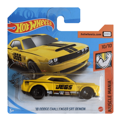 Машинка Базова Hot Wheels '18 Dodge Challenger SRT Demon Muscle Mania 1:64 GHD04 Yellow - Retromagaz