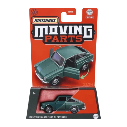 Тематическая Машинка Matchbox 1965 Volkswagen 1600 TL Fastback Moving Parts 1:64 FWD28/HVN19 Green - Retromagaz