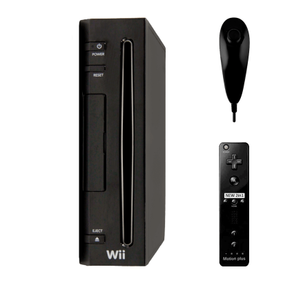 Набір Консоль Nintendo Wii RVL-001 Europe Модифікована 32GB Black + 10 Вбудованих Ігор Без Геймпада Б/У  + Контролер Бездротовий RMC Remote Plus Новий + Контролер Дротовий  Nunchuk Новий - Retromagaz