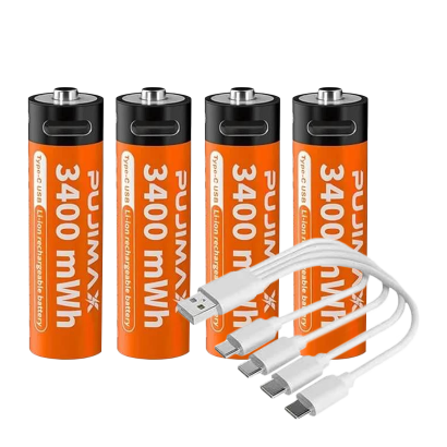 Аккумулятор Pujimax AA 4шт USB Type-C 3400 mAh - Retromagaz