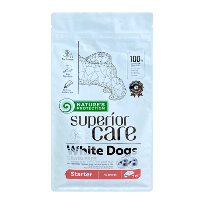 Сухий Корм для Собак Nature's Protection Superior Care White Dogs Grain Free Starter All Breeds Лосось 1,5kg - Retromagaz