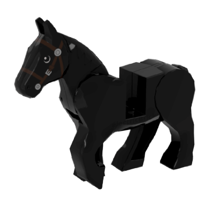 Фигурка Lego Земля Horse Movable Legs Black and White Eyes White Pupils and Dark Brown Bridle Animals 10352c01pb03 6037638 Black Б/У - Retromagaz