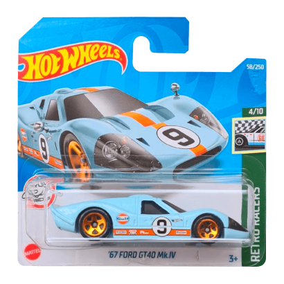 Машинка Базовая Hot Wheels '67 Ford GT40 Mk.IV Gulf Retro Racers 1:64 HCT72 Light Blue - Retromagaz