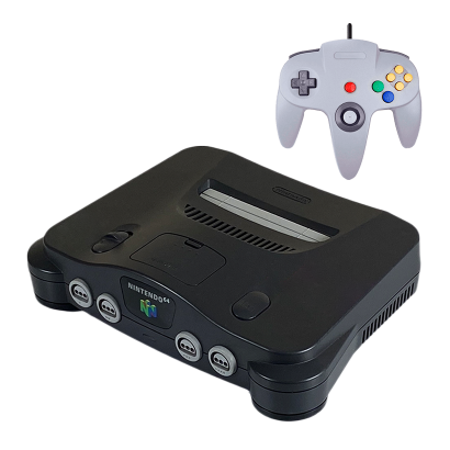 Набір Консоль Nintendo N64 FAT Europe Charcoal Grey Б/У + Геймпад Дротовий RMC Grey 1.7m Новий - Retromagaz