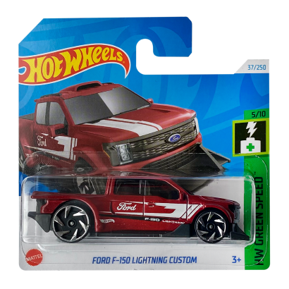 Машинка Базовая Hot Wheels Ford F-150 Lightning Custom Green Speed 1:64 HTB82 Dark Red - Retromagaz