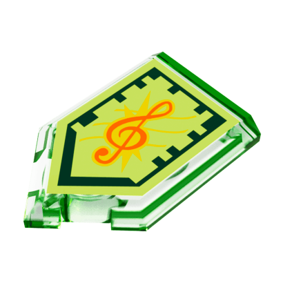 Плитка Lego Модифікована Декоративна Pentagonal Nexo Power Shield Pattern Tone of Power 2 x 3 22385pb070 6172163 Trans-Bright Green 4шт Б/У - Retromagaz