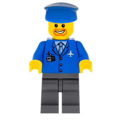 Фігурка Lego Airport 973pb0098 Blue 3 Button Jacket & Tie City air038 Б/У - Retromagaz