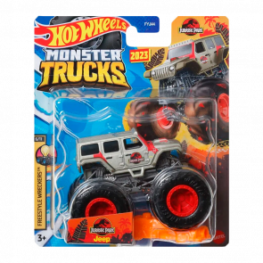 Машинка-Внедорожник Hot Wheels Jurassic Park Jeep Wrangler Monster Truck Freestyle Wreckers 1:64 HLT08 Grey - Retromagaz