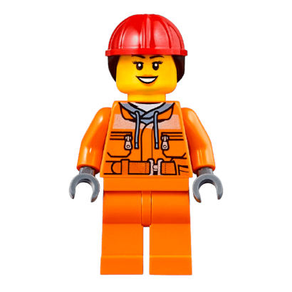 Фігурка Lego Construction 973pb1895 Worker Red Helmet with Long Hair City cty0528 Б/У - Retromagaz