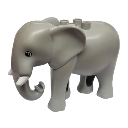 Фигурка Lego Animals Elephant Adult Walking Molded Duplo eleph3c01pb01 Light Bluish Grey Б/У - Retromagaz