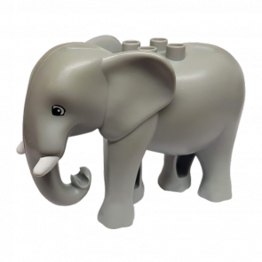 Фигурка Lego Animals Elephant Adult Walking Molded Duplo eleph3c01pb01 Light Bluish Grey Б/У - Retromagaz