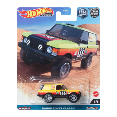 Машинка Premium Hot Wheels Range Rover Classic Off-Road 1:64 HKC71 Yellow - Retromagaz