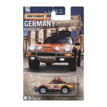 Тематическая Машинка Matchbox 1985 Porsche 911 Rally Germany 1:64 GWL49/HPC58 Brown - Retromagaz