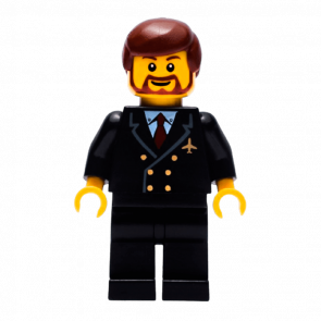 Фігурка Lego Airport 973pb0109 Pilot Red Tie and 6 Buttons Reddish Brown Hair City air048 Б/У