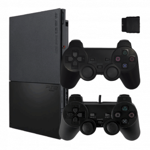 Набір Консоль Sony PlayStation 2 Slim SCPH-9xxx Chip Black Б/У  + Геймпад Бездротовий RMC Новий - Retromagaz