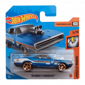 Машинка Базова Hot Wheels '70 Dodge Charger R/T Muscle Mania 1:64 GHD07 Blue - Retromagaz