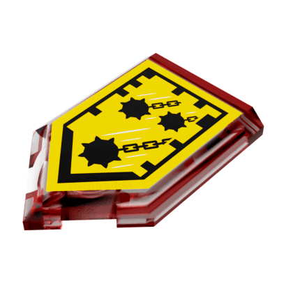 Плитка Lego Модифицированная Декоративная Pentagonal Nexo Power Shield Pattern Mace Rain 2 x 3 22385pb010 6133259 Trans-Red 4шт Б/У - Retromagaz