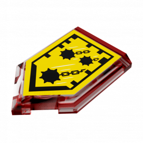 Плитка Lego Модифицированная Декоративная Pentagonal Nexo Power Shield Pattern Mace Rain 2 x 3 22385pb010 6133259 Trans-Red 4шт Б/У