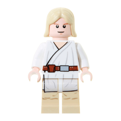 Фигурка Lego Джедай Luke Skywalker Light Nougat Long Hair White Tunic Tan Legs White Glints Star Wars sw0273 1 Б/У - Retromagaz