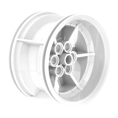 Колесо Lego Диск Technic Racing Small 6 Pin Holes 43.2mm D. x 26mm 56908 51488 6331047 White Б/У - Retromagaz