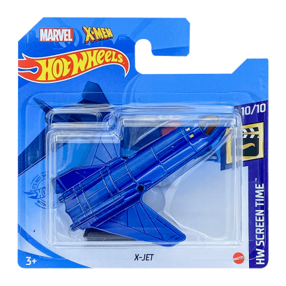 Машинка Базовая Hot Wheels Marvel X-Men X-Jet Screen Time 1:64 GRX15 Blue - Retromagaz