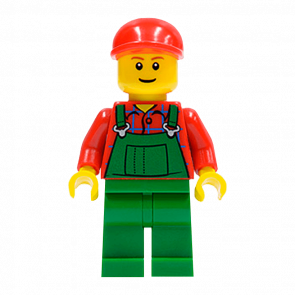 Фигурка Lego People 973pb0547 Overalls Farmer Green City twn115 Б/У