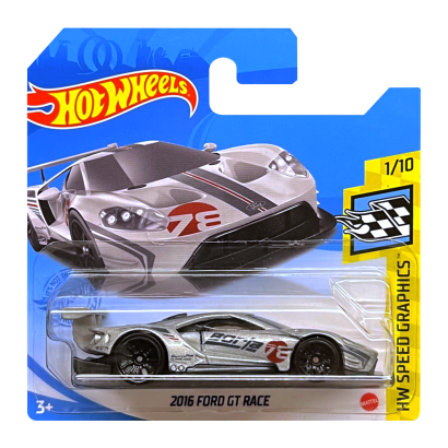 Машинка Базовая Hot Wheels 2016 Ford GT Race Borla Speed Graphics 1:64 GRY40 Metallic Silver - Retromagaz