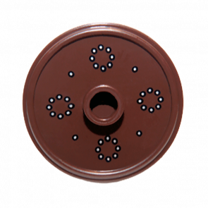 Зброя Lego Щит Round with Stud and Ring Around Edge with Silver Dots Pattern 91884pb002 4652801 Dark Brown Б/У