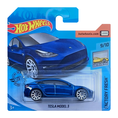 Машинка Базовая Hot Wheels Tesla Model 3 Factory Fresh 1:64 GHF32 Blue - Retromagaz