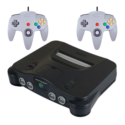 Набір Консоль Nintendo N64 FAT Europe Charcoal Grey Б/У + Геймпад Дротовий RMC Grey 1.7m Новий 2 шт - Retromagaz