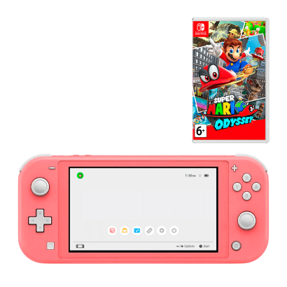 Набір Консоль Nintendo Switch Lite 32GB Coral Новий + Гра Super Mario Odyssey Російські Субтитри - Retromagaz