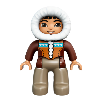 Фигурка Lego Boy Dark Tan Legs Reddish Brown Hooded Parka Duplo 47394pb200 Б/У - Retromagaz