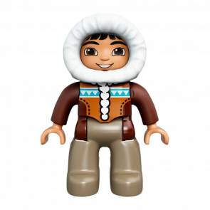 Фигурка Lego Boy Dark Tan Legs Reddish Brown Hooded Parka Duplo 47394pb200 Б/У