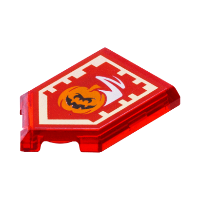 Плитка Lego Модифицированная Декоративная Pentagonal Nexo Power Shield Pattern Manic Pumpkin 2 x 3 22385pb113 6172775 6245488 Trans-Red 4шт Б/У - Retromagaz