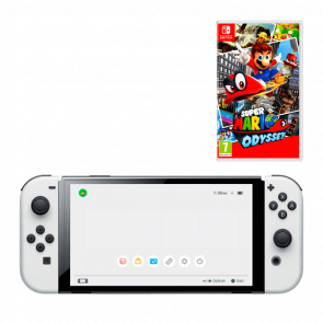 Набір Консоль Nintendo Switch OLED Model HEG-001 64GB White Новий + Гра Super Mario Odyssey Російські Субтитри