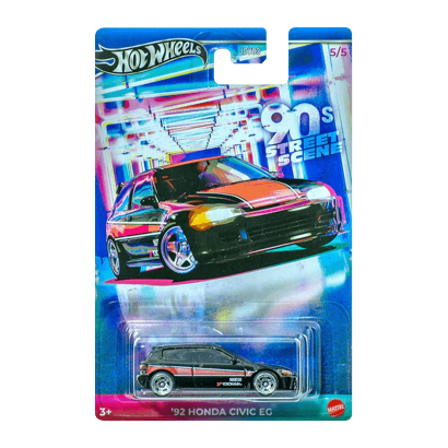 Тематична Машинка Hot Wheels '92 Honda Civic EG '90s Street Scene 1:64 JCB56 Black - Retromagaz