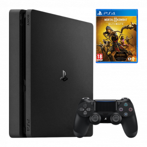 Набор Консоль Sony PlayStation 4 Slim 500GB Black Б/У  + Игра Mortal Kombat 11 Русские Субтитры + Геймпад Беспроводной DualShock 4 Version 2 - Retromagaz