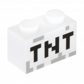 Кубик Lego Обычная Декоративная 'TNT' Pixelated Minecraft 1 x 2 3004pb122 6097028 White 4шт Б/У