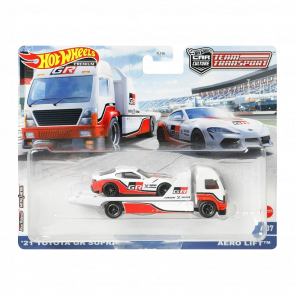 Машинка Premium Hot Wheels '21 Toyota GR Supra та Транспортер Aero Lift Team Transport 1:64 GRK65 White 2шт