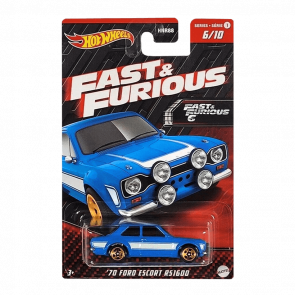 Тематическая Машинка Hot Wheels '70 Ford Escort RS1600 Fast & Furious 1:64 HNR96 Blue - Retromagaz