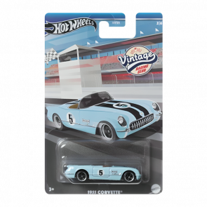 Тематична Машинка Hot Wheels 1955 Corvette Vintage Racing Club 1:64 HRT81/HRV01 Blue - Retromagaz