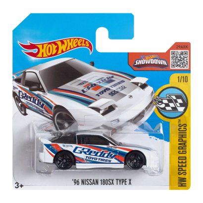 Машинка Базовая Hot Wheels '96 Nissan 180SX Type X Greddy Speed Graphics 1:64 DHR72 White - Retromagaz